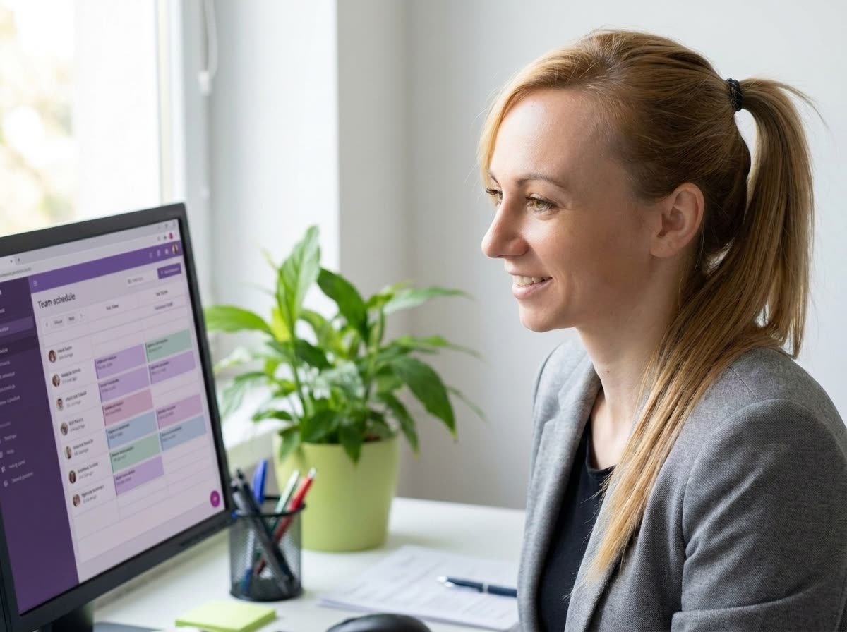 Aga Pawlik bekijkt het weekrooster van het team in MyDentApp