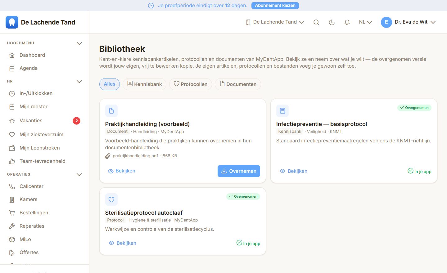 De kennisbank met praktijkdocumenten in MyDentApp