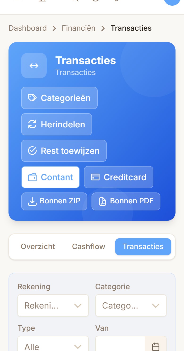 De financiën van een praktijk in MyDentApp op een telefoon