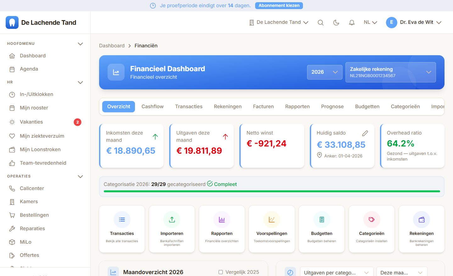 Financieel overzicht in MyDentApp