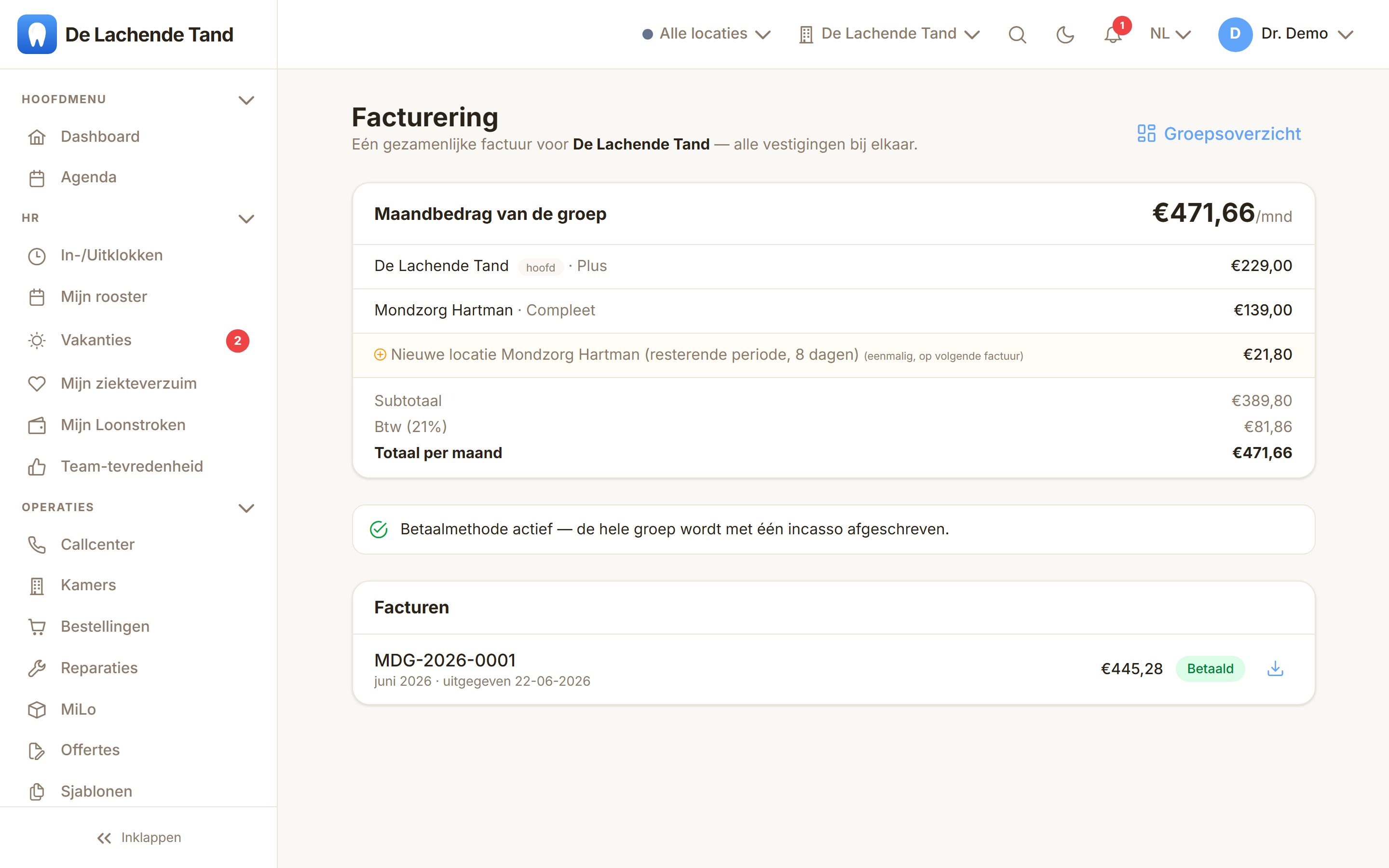Facturering van een praktijkgroep