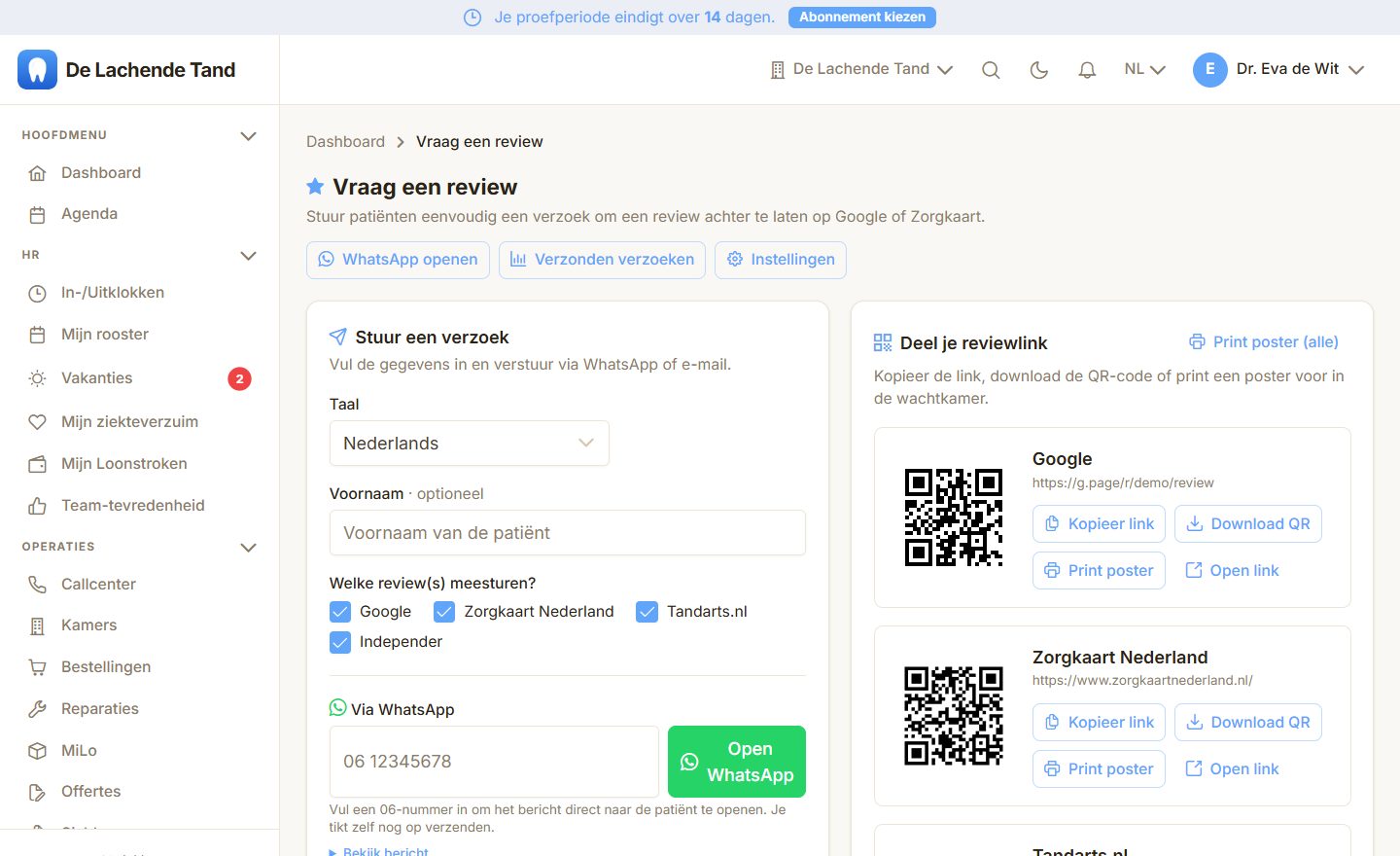 Reviewverzoeken in MyDentApp